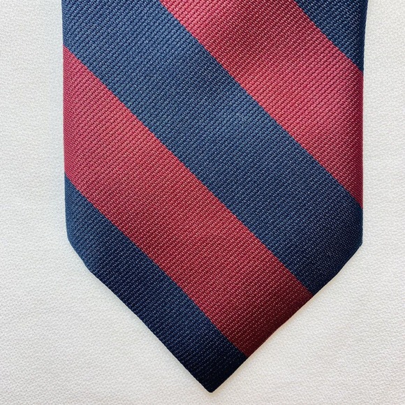 Brittany‎ House Repp Tie Necktie Diagonal Stripe Red Navy Blue Vtg Silk Blend - Picture 3 of 7